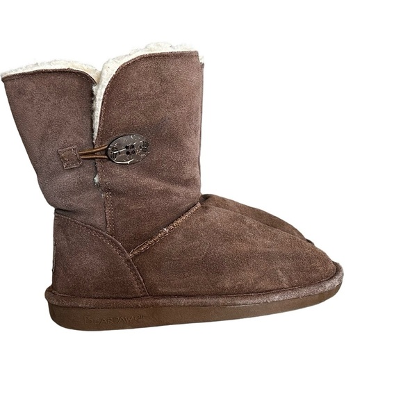 BearPaw Brown Cream Boots Women’s Size 6. - Picture 3 of 15